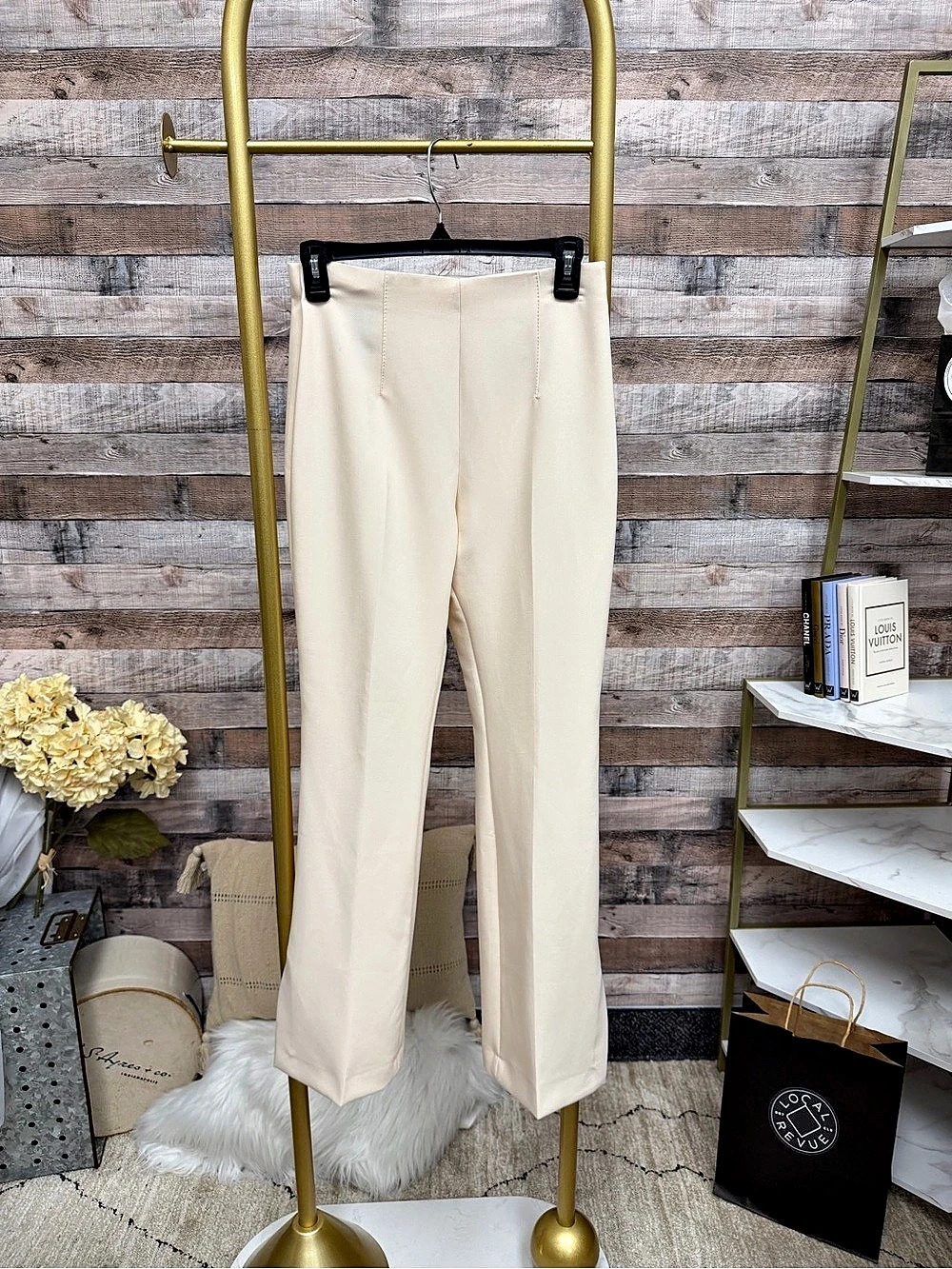 Zara Cream Trousers w/ Ankle Slits NWT Small